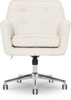 Serta - Ashland Memory Foam & Twill Fabric Home Office Chair - Ivory - Large Front