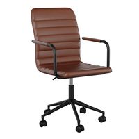 Martha Stewart - Taytum Faux Leather Office Chair - Saddle Brown Faux Leather/Oil Rubbed Bronze - Large Front