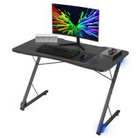 Costway - Z-Shaped Gaming Desk with LED Lights - 43.5