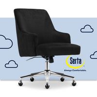 Serta - Scarlett Stylish Mid-Century Modern Soft Velvet Upholstered Home Office Chair - Black - S... - Large Front