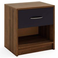 Costway Modern Nightstand Bedside Table with Drawer Open Storage Shelf for Small Spaces - Brown - Large Front