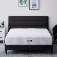 Lucid Comfort Collection - 12-inch Medium-Plush Gel Memory Foam Mattress-King - White - Large Front
