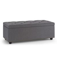 Simpli Home - Hamilton Lift Top Rectangular Storage Ottoman - Slate Grey - Large Front