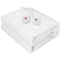 Costway - Heated Electric Mattress Pad Queen Size with Dual Controller Auto Shut Off - White - Large Front