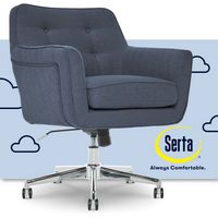 Serta - Ashland Memory Foam & Twill Fabric Home Office Chair - Blue - Large Front