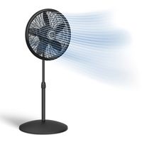 Lasko - 18 in. Oscillating 3-Speed Adjustable Large Room Pedestal Fan - Black - Large Front