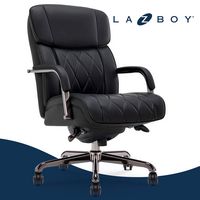 La-Z-Boy - Symphony Executive Mid-Back Bonded Leather Office Chair - Black and Graphite - Large Front