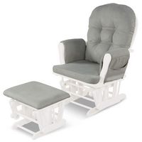 Costway - Glider and Ottoman Cushion Set Wood Nursery Rocking Chair - Gray - Large Front