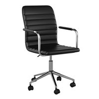Martha Stewart - Taytum Faux Leather Office Chair - Black Faux Leather/Polished Nickel - Large Front