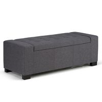 Simpli Home - Laredo Rectangular Polyester Bench Ottoman With Inner Storage - Slate Gray - Large Front