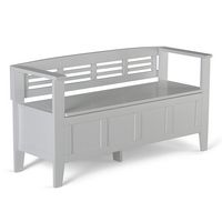 Simpli Home - Adams Entryway Storage Bench With Backrest - White - Large Front