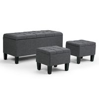 Simpli Home - Dover Rectangular Polyester Fabric Storage Ottoman Bench (Set of 3) - Slate Gray - Large Front