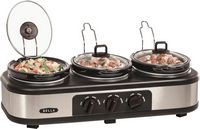 Bella - 3 x 1.5-Quart Triple Slow Cooker - Stainless Steel/Black - Large Front