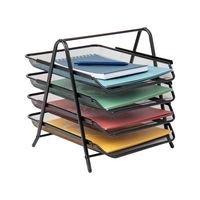 Mind Reader - 4-Tier Paper Tray, Desktop Organizer, File Storage, Workspace, Office, Metal Mesh, ... - Large Front
