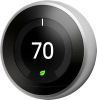 Google - Nest Learning Smart Wifi Thermostat - Stainless Steel - Large Front
