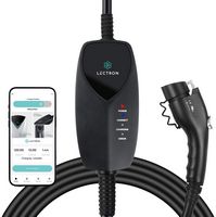 Lectron - J1772 Level 1 NEMA 5-15 Electric Vehicle (EV) WiFi Charger-up to 12A- 16' - Black - Large Front