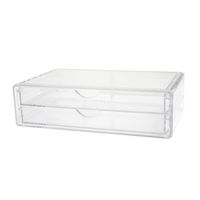 Martha Stewart - Brody Desktop Organization Box with 2 Half Moon Opening Pullout Drawers-Clear Pl... - Large Front