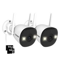 Defender - AI POWERED 4K Guard Pro Wi-Fi 6 Plug-in Security Camera with 64GB SD Card, 2 Pack - White - Large Front