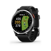 Garmin - Approach S44 GPS Smartwatch 43mm Anodized Aluminum - Silver Aluminum Bezel with Black Si... - Large Front