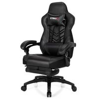 Costway Office Computer Desk Chair Gaming Chair Adjustable Swivel w/Footrest - Black - Large Front