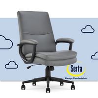 Serta - Comfort Mid-Back Bonded Leather Executive Office Chair - Gray - Large Front
