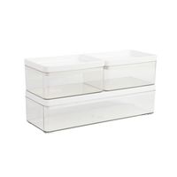 Martha Stewart - Grady Premium Clear Plastic Storage Boxes with White Plastic Lids-3 Pack - Clear... - Large Front