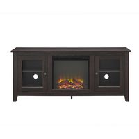 Walker Edison - Traditional Two Glass Door Fireplace TV Stand for Most TVs up to 65