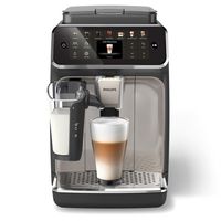 Philips - 4400 Fully Automatic Espresso Machine with LatteGo Milk Frother - Black/Silver - Large Front