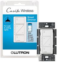 Lutron - Caseta Smart Dimmer Switch, 150W LED/600W Incandescent, for Wall and Ceiling Lights - White - Large Front