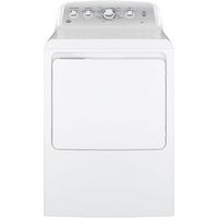 GE - 7.2 Cu. Ft. 4-Cycle Electric Dryer - White on White with Silver - Large Front