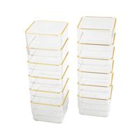 Martha Stewart - Kerry Set of 12 Plastic Stacking Desk Drawer Organizers with Gold Trim - 3 x 3 -... - Large Front