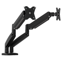 j5create - Ergonomic Dual Monitor Desk Mount for Most 17” -32” Monitors - Black - Large Front