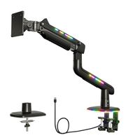 HUANUO - Single Monitor Desk Mount with Mechanical Spring Arm, Integrated LED Light, & Supports u... - Large Front