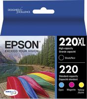 Epson - 220/220XL 4-Pack Ink Cartridges High Capacity and Standard Capacity - Black/Cyan/Magenta/... - Large Front