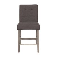 CorLiving - Leila Fabric Square Tufted Counter Height Barstool - Charcoal Brown - Large Front