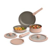 Bella - Fits-anywhere Kitchenware: 8-Piece Ceramic Nonstick Cookware Set with Removable Handles -... - Large Front