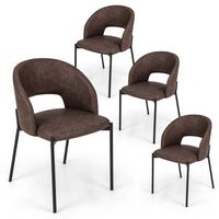 Costway Dining Chair Set of 4 with High-density Sponge Cushion Sturdy X-shaped Frame - Brown - Large Front