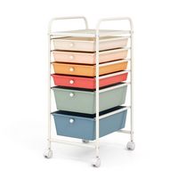 Costway - 6 Drawer Rolling Storage Cart Scrapbook Paper Office Organizer - Macaron - Large Front
