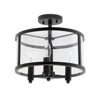 Lalia Home - 3 Light Semi-flushmount Glass and Metallic Accented - Black - Large Front