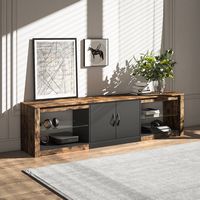 Bestier LED Entertainment Center for Living Rooms Fits TVs up to 75 Inches - Brown - Large Front