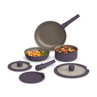 Bella - Fits-anywhere Kitchenware: 8-Piece Ceramic Nonstick Cookware Set with Removable Handles -... - Large Front