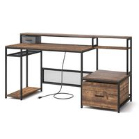 Costway - Computer Desk with Monitor Stand and File Drawer - 67