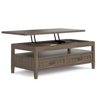 Simpli Home - Lev Lift Top Coffee Table - Smoky Brown - Large Front