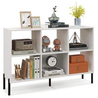 Costway - 6 Cube Storage Shelf Organizer Bedroom Bookcase Square Cubby Cabinet - White - Large Front