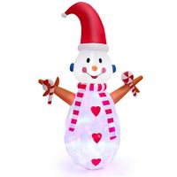 Costway 8FT Christmas Snowman Decoration Inflatable Christmas Decor with Multi-color Rotating & B... - Large Front