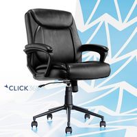 Click365 - Transform 1.0 Upholstered Desk Office Chair - Vegan Leather - Black - Large Front
