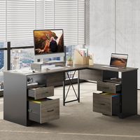 Bestier - L-Shaped Gaming Desk with Two Files and Storage Drawers - 63