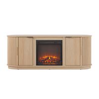 Modern Reeded 60” Fireplace TV Stand with Removable Fireplace Insert - Large Front