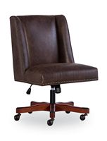 Linon Home Décor - Donora Faux Leather Adjustable Office Chair With Wood Base - Brown - Large Front