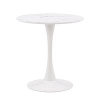 CorLiving - Ivo Marble Top Pedestal Bistro Table - White - Large Front